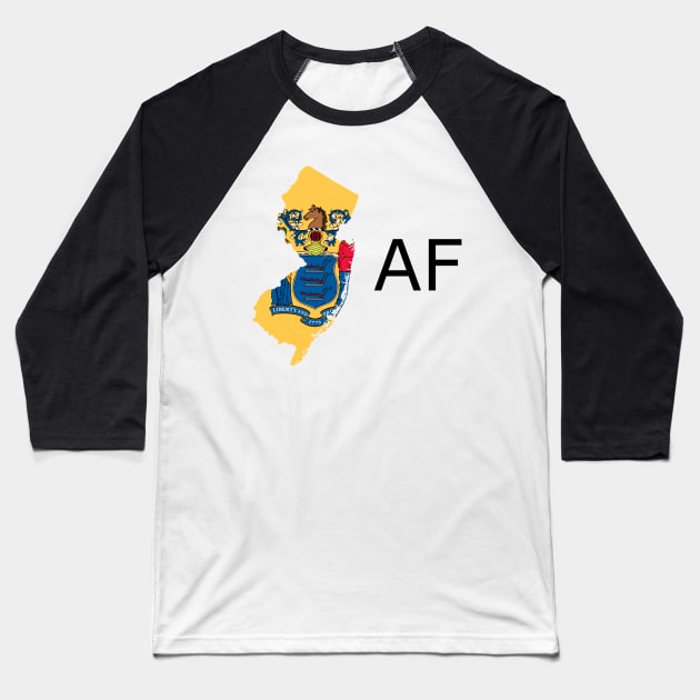 New Jersey Flag State Outline AF (black) Baseball T-Shirt by Big Term Designs